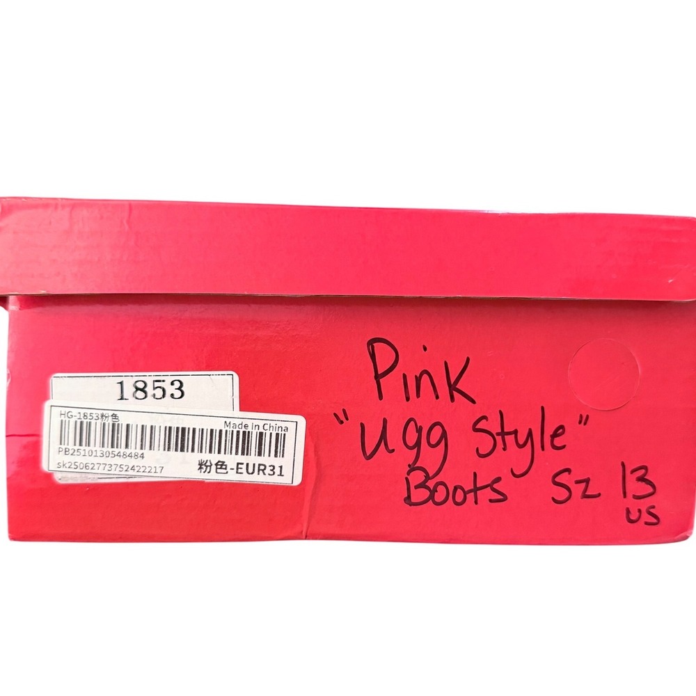 HQX BEST Kids Pink Faux Suede Shearling Lined Winter Ankle Boots Sz 13 - Picture 5 of 9